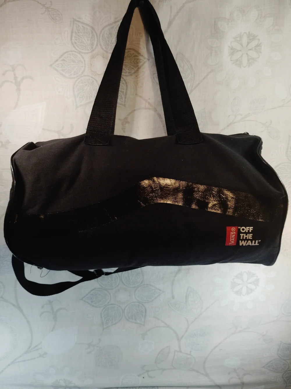 Vans Black Duffel Bag with Subtle Gloss Accent 